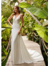 Ivory Lace Chiffon Illusion Back Unique Wedding Dress Ivory Lace Chiffon Illusion Back Unique Wedding Dress